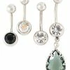 Coupon ❤️ Multi-Pack CZ Stone Dangle Belly Rings 4 Pack - 14 Gauge 🤩 -Playboy Shop 03907102 a
