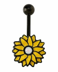 Brand new 🌟 Opal-Effect Sunflower Belly Ring - 14 Gauge 🌟