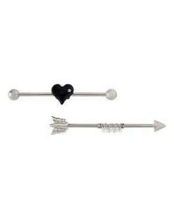 Deals ✔️ Multi-Pack CZ Heart and Arrow Industrial Barbells 2 Pack - 14 Gauge 🤩