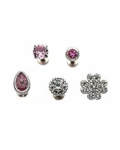 Buy 🔥 Multi-Pack CZ Pink Assorted Labret Lip Rings 5 Pack - 16 Gauge ✨