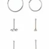 New 🎉 Multi-Pack CZ Flower Seamless Hoops and Bone Nose Rings 6 Pack - 20 Gauge ✔️