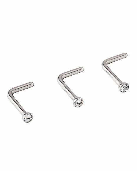 Discount ⨠Multi-Pack CZ Twist Hoops and L-Bend Nose Rings 6 Pack - 18 Gauge 𧨠4 Discount ⨠Multi-Pack CZ Twist Hoops and L-Bend Nose Rings 6 Pack - 18 Gauge 𧨠- Image 2