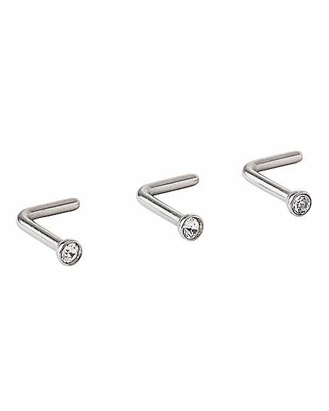 Discount ⨠Multi-Pack CZ Twist Hoops and L-Bend Nose Rings 6 Pack - 18 Gauge 𧨠5 Discount ⨠Multi-Pack CZ Twist Hoops and L-Bend Nose Rings 6 Pack - 18 Gauge 𧨠- Image 3