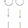 New 🛒 Multi-Pack CZ Seamless Hoops and Bone Nose Rings 6 Pack - 20 Gauge 🌟