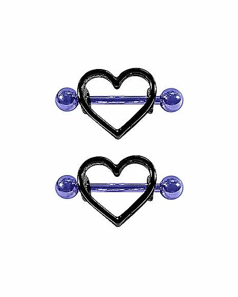 Buy π Purple and Black Heart Nipple Shields - 14 Gauge β€οΈ 3 Buy π Purple and Black Heart Nipple Shields - 14 Gauge β€οΈ