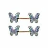 Best Sale 😀 CZ Butterfly Nipple Barbells - 14 Gauge ✨