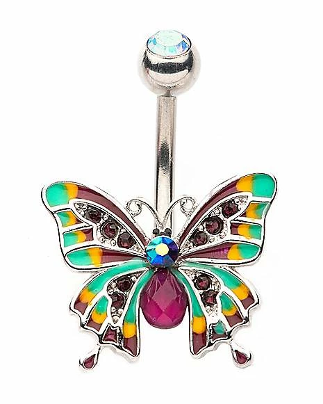 Best deal π CZ Aurora Borealis Effect Rainbow Butterfly Belly Ring - 14 Gauge β 3 Best deal π CZ Aurora Borealis Effect Rainbow Butterfly Belly Ring - 14 Gauge β