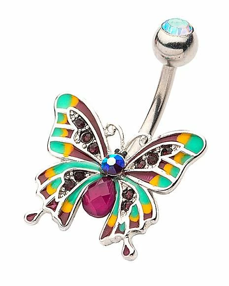 Best deal π CZ Aurora Borealis Effect Rainbow Butterfly Belly Ring - 14 Gauge β 4 Best deal π CZ Aurora Borealis Effect Rainbow Butterfly Belly Ring - 14 Gauge β - Image 2