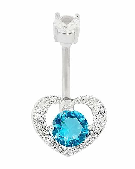 Coupon π CZ Blue Heart Banana Belly Ring - 14 Gauge π 3 Coupon π CZ Blue Heart Banana Belly Ring - 14 Gauge π