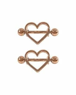 Discount ⭐ Rose Goldtone Heart Nipple Shields - 14 Gauge ❤️
