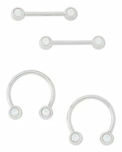 Budget 🔔 Multi-Pack Opal-Effect Horseshoe and Nipple Barbells 4 Pack - 14 Gauge 👏
