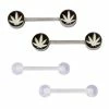 Best deal 🔔 Multi-Pack Glow in the Dark Weed Nipple Barbells 2 Pair - 14 Gauge 🧨 -Playboy Shop 03913134 a