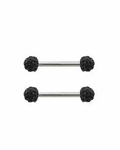 Promo π Black Titanium Pave Nipple Barbells - 14 Gauge π₯°