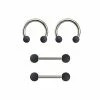 Cheap 🛒 Multi-Pack Matte Black and Gray Horseshoe Rings and Nipple Barbells 2 Pair - 14 Gauge 🤩 -Playboy Shop 03913365 a