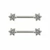 Wholesale π CZ Silvertone Flower Nipple Barbells - 14 Gauge π 1 Wholesale π CZ Silvertone Flower Nipple Barbells - 14 Gauge π -Playboy Shop 03913373 a