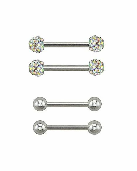 Best Sale π Multi-Pack CZ Titanium Nipple Barbells 2 Pair - 14 Gauge β 3 Best Sale π Multi-Pack CZ Titanium Nipple Barbells 2 Pair - 14 Gauge β