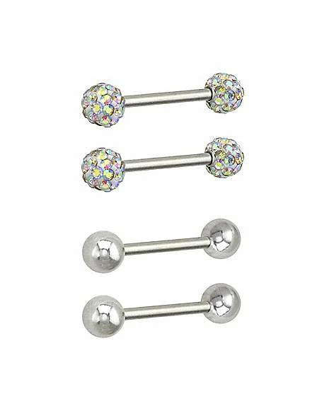 Best Sale π Multi-Pack CZ Titanium Nipple Barbells 2 Pair - 14 Gauge β 4 Best Sale π Multi-Pack CZ Titanium Nipple Barbells 2 Pair - 14 Gauge β - Image 2