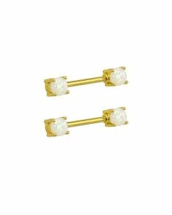Outlet 🎉 White Opal-Effect Nipple Barbells 1 Pair - 14 Gauge ⭐ -Playboy Shop 03913415 b