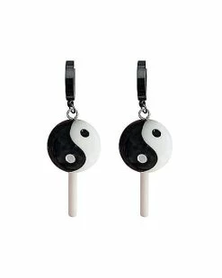 Top 10 🔥 Yin Yang Lollipop Hoop Dangle Earrings - 18 Gauge ✨