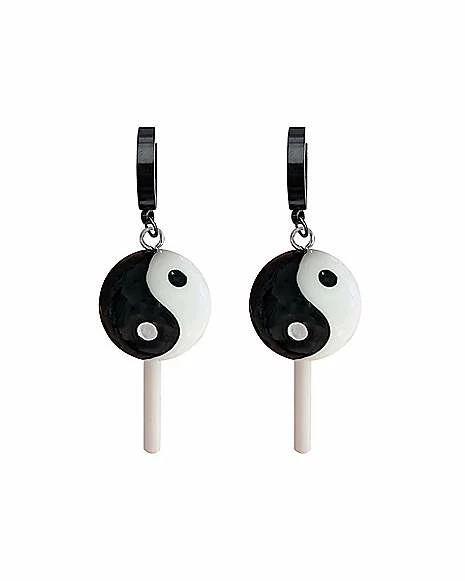 Top 10 π₯ Yin Yang Lollipop Hoop Dangle Earrings - 18 Gauge β¨ 3 Top 10 π₯ Yin Yang Lollipop Hoop Dangle Earrings - 18 Gauge β¨