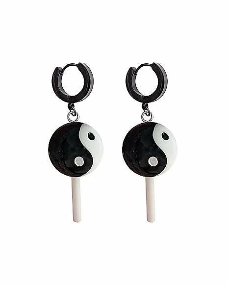 Top 10 π₯ Yin Yang Lollipop Hoop Dangle Earrings - 18 Gauge β¨ 4 Top 10 π₯ Yin Yang Lollipop Hoop Dangle Earrings - 18 Gauge β¨ - Image 2