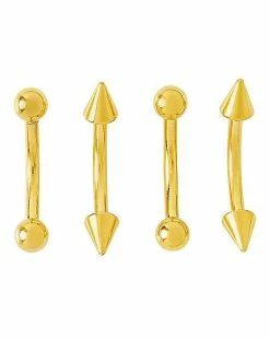 Wholesale 😉 Multi-Pack Goldplated Spike and Round Titanium Curved Barbells 4 Pack - 16 Gauge ⌛