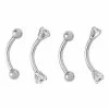 Outlet ✨ Multi-Pack CZ Silvertone Titanium Curved Barbells 4 Pack - 16 Gauge ⌛