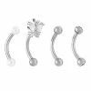 Flash Sale ✨ Multi-Pack CZ Butterfly and Pearl-Effect Titanium Curved Barbells 4 Pack - 16 Gauge 🥰