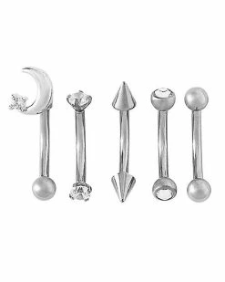 Wholesale 🤩 Multi-Pack CZ Moon Titanium Curved Barbells 5 Pack - 16 Gauge 🛒 -Playboy Shop 03914900 b