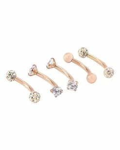 Coupon ✔️ Multi-Pack CZ Rose Goldplated Titanium Curved Barbells 5 Pack - 16 Gauge ❤️