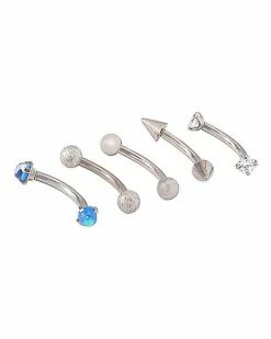 Coupon 👍 Multi-Pack CZ Blue and Spike Titanium Curved Barbells 5 Pack - 16 Gauge ✔️