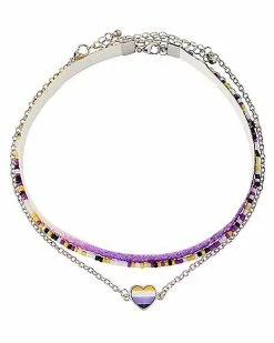 Best Pirce ❤️ Multi-Pack Non Binary Pride Glitter Necklaces - 3 Pack 😉