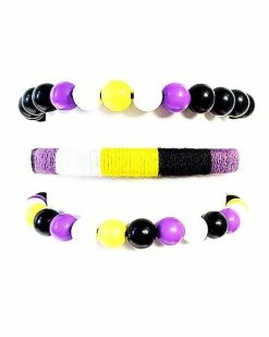 Deals 🔥 Multi-Pack Nonbinary Pride Cord and Beaded Bracelets - 3 Pack ❤️
