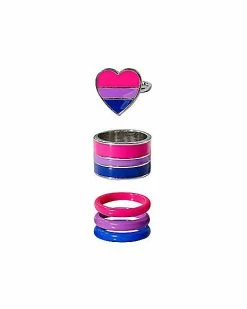 Best Sale 🛒 Bisexual Pride Heart Rings - 5 Pack 🥰