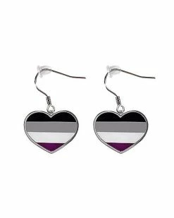 Best Pirce ✨ Asexual Pride Heart Dangle Earrings - 18 Gauge ⌛