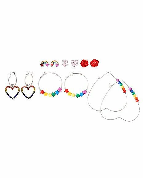 New π€© CZ Rainbow Star Heart and Rose Earrings - 6 Pair β 4 New π€© CZ Rainbow Star Heart and Rose Earrings - 6 Pair β - Image 2