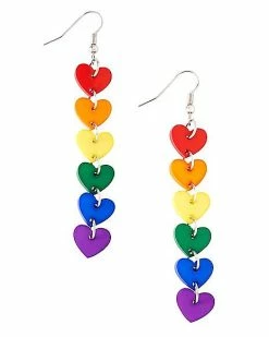 New 🎁 Rainbow Heart Chain Dangle Pride Earrings 🌟