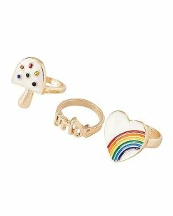 Deals 😍 Multi-Pack CZ Pride Rings - 5 Pack 🎁 -Playboy Shop 03917465 b