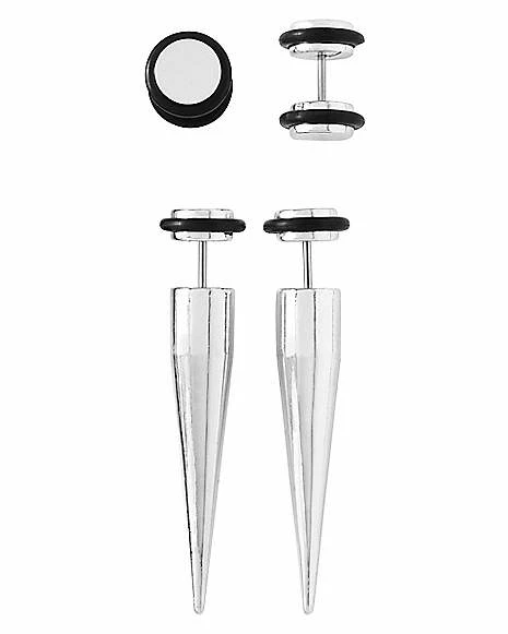 Best deal ✨ Silvertone Fake Plugs and Tapers 2 Pair - 18 Gauge ⭐ 3 Best deal ✨ Silvertone Fake Plugs and Tapers 2 Pair - 18 Gauge ⭐