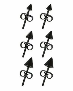 Best Pirce ⌛ Multi-Pack Black Spike Stud Earrings 3 Pair - 20 Gauge 🤩