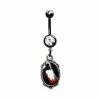 Budget 🔥 Round CZ Butcher Knife Dangle Belly Ring - 14 Gauge 👍