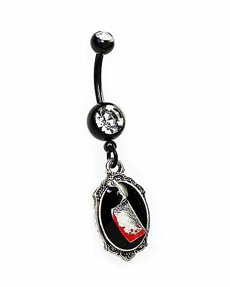 Budget π₯ Round CZ Butcher Knife Dangle Belly Ring - 14 Gauge π 5 Budget π₯ Round CZ Butcher Knife Dangle Belly Ring - 14 Gauge π - Image 3
