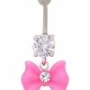 Cheap 𧨠CZ Pink Bow Dangle Belly Ring - 14 Gauge β€οΈ 2 Cheap 𧨠CZ Pink Bow Dangle Belly Ring - 14 Gauge β€οΈ -Playboy Shop 03920105 a