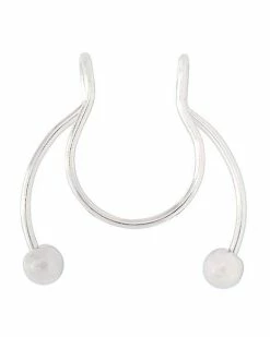 Wholesale 🔔 Silvertone Fake Horseshoe Septum Ring - 20 Gauge 🎉