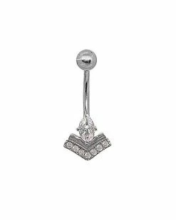 Coupon 👏 CZ and Opal-Effect Arrow Belly Ring - 14 Gauge 👍