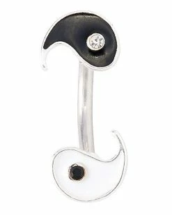 Best deal 💯 CZ Yin and Yang Banana Belly Ring - 14 Gauge ❤️