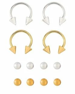 Buy ⭐ Multi-Pack Goldtone and Silvertone Horseshoe Rings with Extra Balls 2 Pair - 16 Gauge 🛒