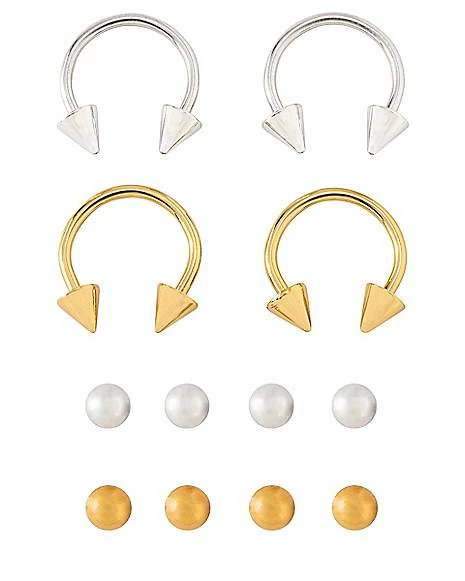 Buy β Multi-Pack Goldtone and Silvertone Horseshoe Rings with Extra Balls 2 Pair - 16 Gauge π 3 Buy β Multi-Pack Goldtone and Silvertone Horseshoe Rings with Extra Balls 2 Pair - 16 Gauge π