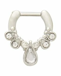 Brand new ❤️ Teardrop CZ Filigree Clicker Septum Ring - 16 Gauge 🛒