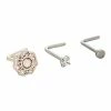 Wholesale ❤️ Multi-Pack CZ Groovy Flower L-Bend Nose Rings 3 Pack - 20 Gauge ❤️ -Playboy Shop 03920808 a